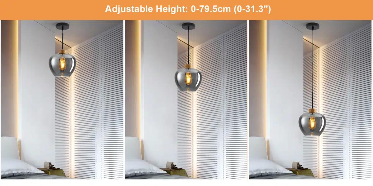 Garwarm 9.44 Inch Glass Lampshade Pendant Light, Vintage Hanging Lamp Ceiling Lighting Fixture, Adjustable Cord, Modern Chandelier for Dining Room, Foyer, Kitchen Island