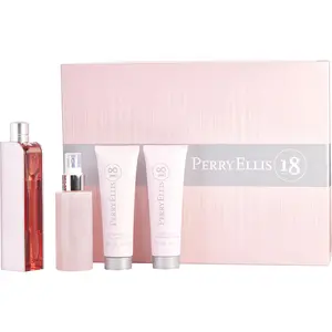 Perry Ellis 18 Set-Eau De Parfum Spray 3.4 Oz & Body Mist 4 Oz & Body Lotion 3 Oz & Shower Gel 3 Oz For Women
