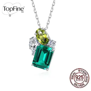 925 Sterling Silver Emerald Cut CZ Pendant Necklace for Women, Elegant Jewelry for Daily Wear, Engagement, Valentine's Day, Dates Parties & Special Occasions
