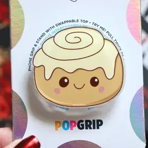 PopGrip Cinnamon Roll Kindle Grip Handmade Fall E-Reader Accessory Compact Durable Magnetic Stand for Smartphone Cellphone