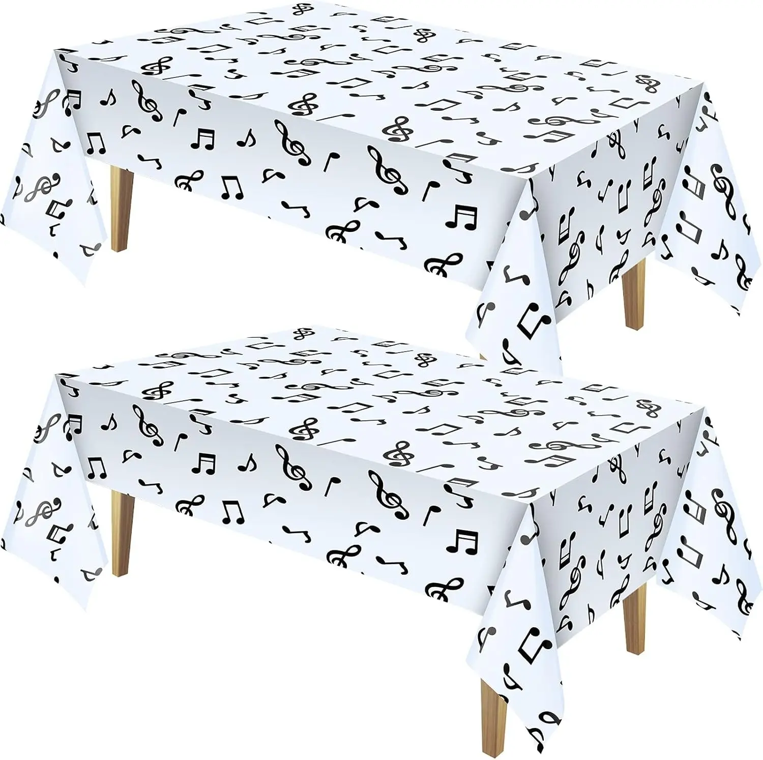 108 x 54 Inch Music Themed Disposable Musical Notes Plastic Table Cover 2 Pieces For Birthday Jazz Rock Party Decoration Supplies