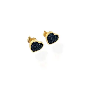 Black gold heart earrings