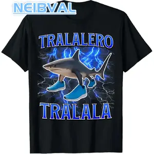 Unisex Crew Neck Graphic Tee, Vintage Washed Oversized Top, Viral Meme Walking Shark Sneaker Lightning Bold Text Print, Loose Summer Streetwear Urban Beach Outfit, Weird Y2K Humor Couple Tops,