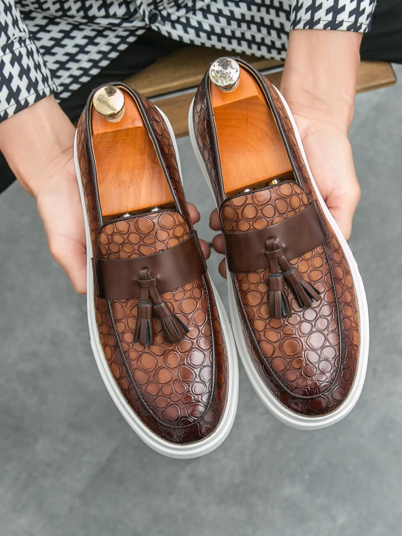 Men's Fashionable PU Leather Loafers, Casual Comfortable Tassel Decor Slip-on Flat Shoes for Daily Wear, Lightweight Breathable Shoes for All Seasons, Boy Footwear