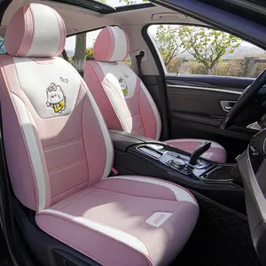 Durable PU Leather Car Seat Cover, Scratch-Resistant Full Surround Protection, Soft Odor-Free Universal Fit for Five Seats