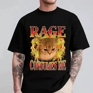 Cat Rage Is Consuming Me Funny Angry Meme Cats Humor T-Shirt