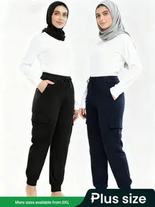 Women's Drawstring Cargo Pants, High Elasticity Workwear Bottoms, Comfortable Loose Fit Design, Versatile Casual Wear