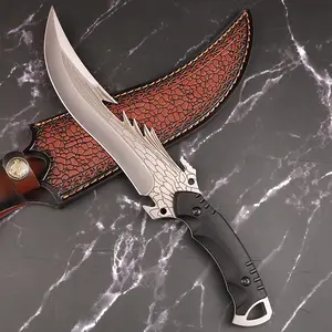 Relief-designed kitchen knife, ideal for home cooking and outdoor grilling, features a non-slip handle and comes with a high-quality blade sheath, making it an excellent gift choice.