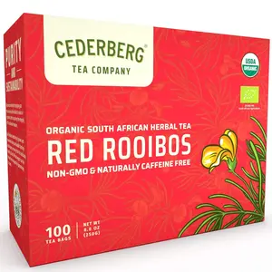 Cederberg Tea Company Organic Red Rooibos Tea 100 Natural Teabags - Supports Heart & Digestive Health - Caffeine-Free Herbal beverage - Enjoy Hot or Cold