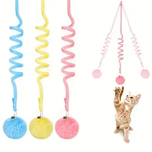 3 Pack Interactive Cat Toys with Bell, Colorful Elastic Rope & Plush Ball, Indoor Kitten Teaser Toys for Exercise, Enrichment, Hunting Play & Boredom Relief