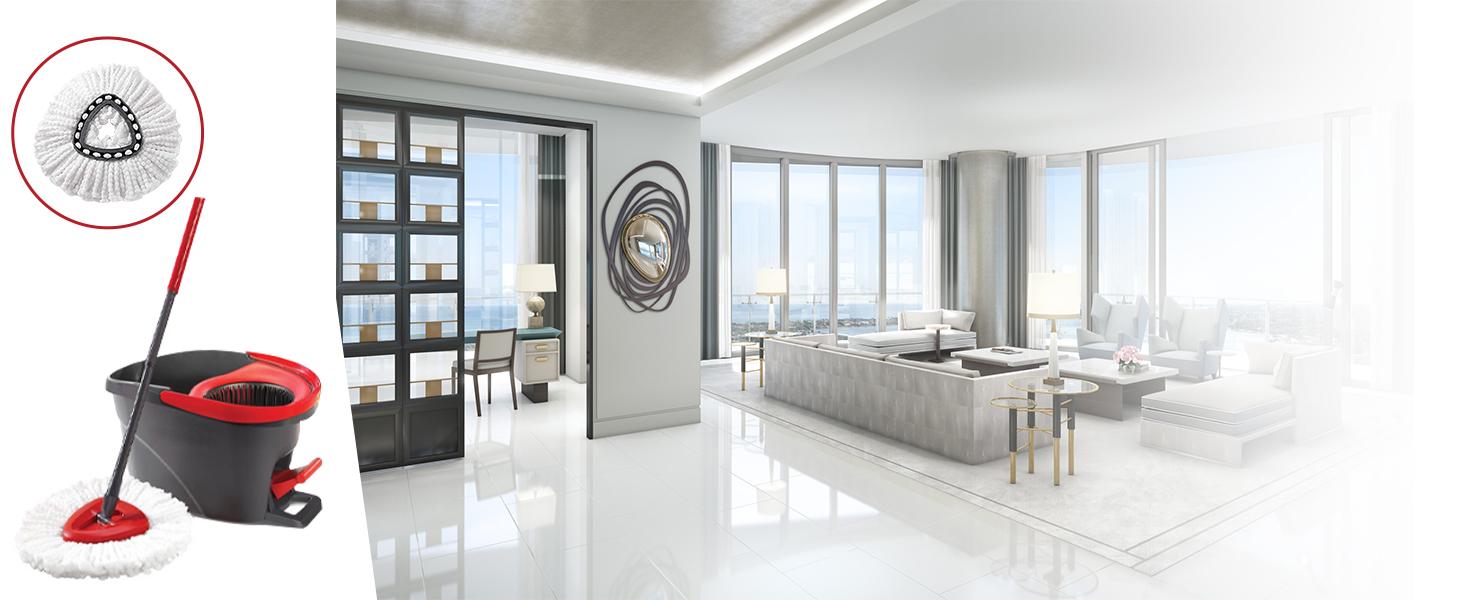 3Pcs Spin Mop Replacement Heads, White Large 360° Easy Wring Spin Mop Head 100% Microfiber Refill, Easy Cleaning Spin Mop Head, Deep Clean, Machine Washable for Easy House Cleaning Floor Mopping