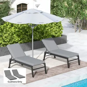 2-Piece Patio Chair Cushions with Backrests Gray Quick-Drying Fabric High-Density Foam Durable UV-Resistant All Seasons Outdoor Lounge Chair Replacement Cushions