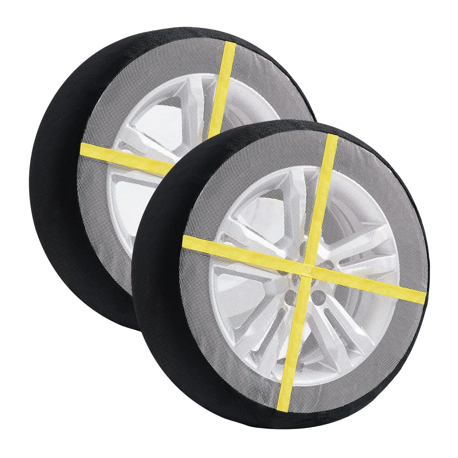 Thickened Snow Socks for Tires, Full Coverage Tire Socks with Polyester Fiber, Snow Traction Tire Cover for Car, SUV, Pickup and Truck (Pack of 2)-Large
