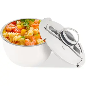 Double-Walled Stainless Steel Insulated Serving Bowl with Leak - Proof Lid - Insulated Casserole Dish - Keeps  Warm and Cold for Hours -  for Holidays, Parties, Camping - (5QT, White)
