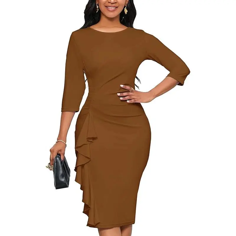 Church Dresses for Women 3/4 Sleeve Bodycon Ruffle Vintage Wear to Work Pencil Midi Dress Formal Womenswear Aablack Basic Chic Crewneck Elegant Minimalist - TikTok Shop Church Dresses for Women 3/4 Sleeve Bodycon Ruffle Vintage Wear to Work Pencil Midi Dress Formal Womenswear Aablack Basic Chic Crewneck Elegant Minimalist - TikTok Shop