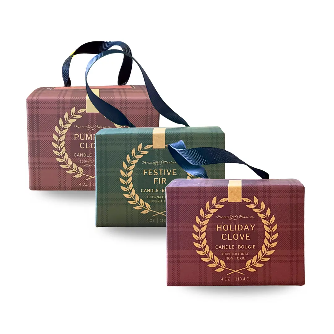 Holiday Ornament Candle Trio 4oz Natural Candle Ellie Collection