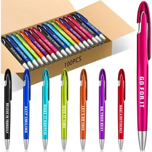 100 count Inspirational Ballpoint Pens Bulk with Inspirational Quotes Retractable Medium Point Affirmation Pens with Black Ink Thank You Gifts for  to School, Nurse, Teacher
