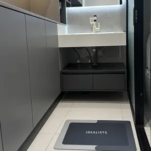 Bathroom Mat Premium Quick-Dry-Ultra-Absorbent Thin Diatomite Bath Mat-Rubber Backing Thin Non-Slip, Machine Washable, and Mildew-Resistant Rug for Shower, Kitchen, Laundry Room,and More with Geometric Design and Easy Cleaning Mother’s Day Gift