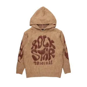 Akeya Beige Graphic Knit Hoodie