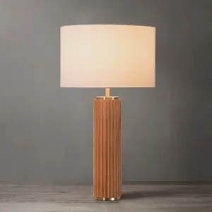 Tambo Table Lamp - Natural Ash Wood & Weathered Brass | Nova California