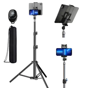 67" Tablet&Phone Tripod Stand Floor Stand Height Adjustable Foldable Tripod Stand For Most Cell Phone Or Tablet Accessories