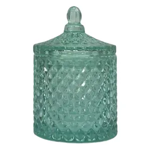 10 Oz France Clear Turquoise Candle Vessel