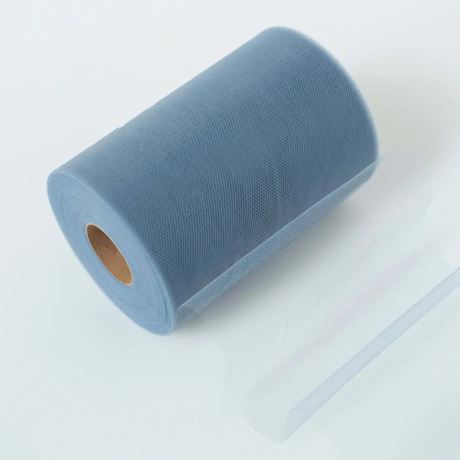 Dusty Blue Tulle Fabric Bolt - 6in x 100 yd Sheer Soft-Touch Fabric Roll with Illusion Effect for Aisle, Backdrop Decorations, DIY Crafts, Pew Bows, Chair Sashes