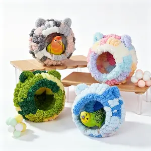 Plush Cotton Bird Nest - Warm Cozy Sleeping House for Parrots Parakeets Small Birds, Bird Cage Accessories Pet Bird Supplies