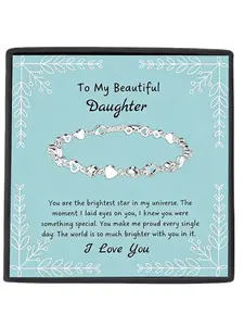 Fashion Copper Zircon Heart Bracelet Set, Perfect Birthday or Christmas Gift for Sister, Includes Card and Box, Ideal for Parents Giving Daughter