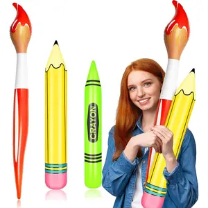 3 Pcs Giant Inflatable Paint Brush Crayon Pencil Set Large Blow Up Pencil Colored Crayon Art Paint Brushes Balloon Prop Kit for Back to School Classroom Events and Birthday Party Decorations