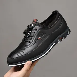 New men's casual leather shoes for autumn! Korean version of trendy lace-up + breathable low-top, brown and black versatile soft-soled shoes show super texture, 20-60 years old are suitable for any occasion and can be easily controlled!