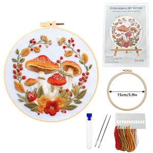 Halloween Embroidery Kit for Beginners, Elegant Cross Stitch Set with Embroidery Design, Printed Cotton Fabric, Thread, Needle, DIY Craft Supplies, Needle Crafts Kit