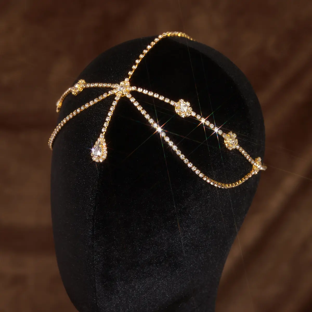 Exotic Fashion Versatile Sparkling Diamond Hair Accessories Forehead Chain Shiny Rhinestone Exquisite Hairband Flowing Diamond Tassel Head Chain