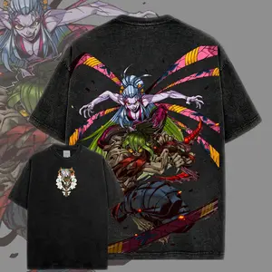 [realitees.go]  Limited Upper Moon Six – Daki & Gyutaro - Demon Slayer - Kimetsu no Yaiba: Infinity Castle Vintage Washed Tee 90s, Unisex Oversized Anime Manga Washed Lightweight Cotton T-Shirt, Gift For Anime Fan Apparel Classic