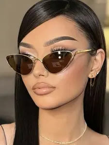 New Fashion Triangle Cat Eye Metal Glasses, Unisex Street Style Decorative Eyewear, High-Quality Party Festival Sunglasses