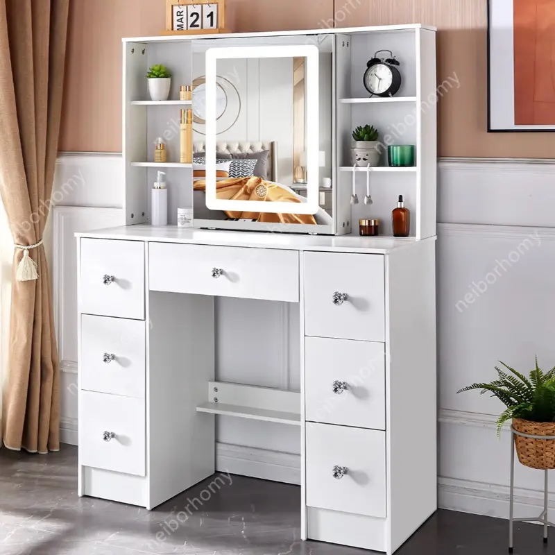 LED Vanity Set & Led Strips Lights Makeup Desk Mirror Dressing Table Dresser NEW