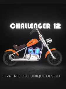 Hyper GoGo Kid's Motorcycle Chanllenger 12 Pro w/ Ambient Light, Simulated Fog Emission, 3 Speeds Max 10Mph Up to 60Mins Continuous Ride Adjustable Multifunction