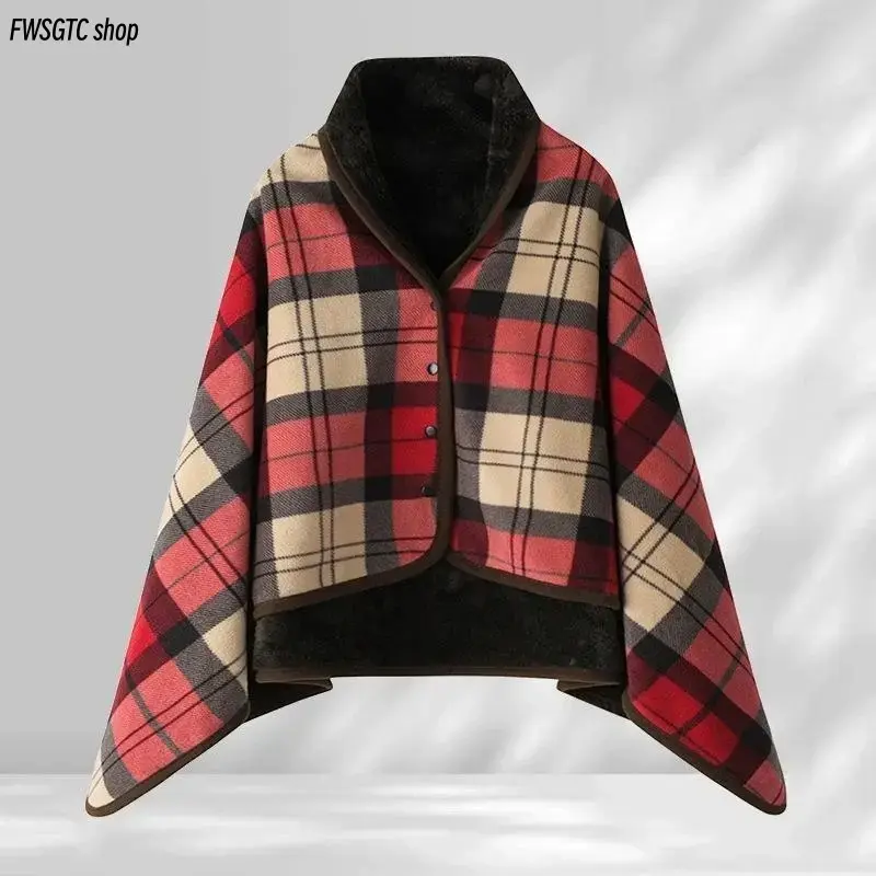 Wearable polar fleece shawl with easy button closure. This soft plush sleeveless cape doubles as a cozy blanket throw. With a modern versatile look, it keeps you warm comfortably at home and office all day.