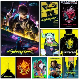 Cool C-CybErPunk ES Game 2077 Poster Sticky Wall Art Printing Waterproof Modern Aesthetic Home Living Bedroom Decor Trendy Room Decoration Gift Durable High Quality Graphic Prints