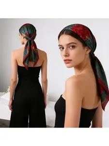 1pc70cm rich flower print silk scarf spring and summer thin shawl women go out with silk scarf Tignon Scarf