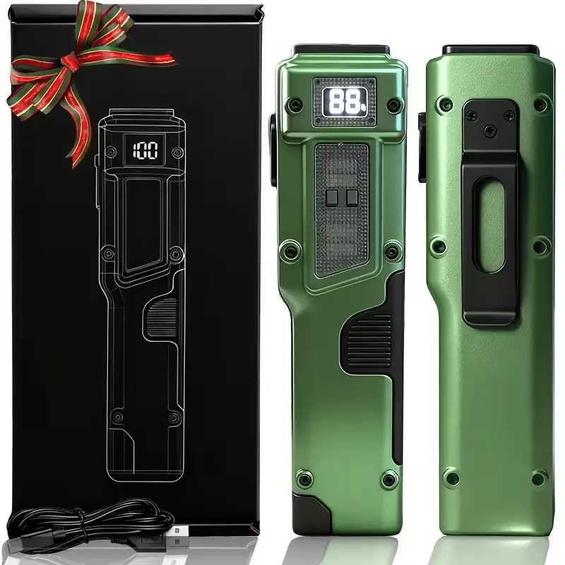 2PC High Lumen Rechargeable LED Flashlight Flat Flashlights Rechargeable,Dual‑Switches LED Small Flashlight with Digital Display,Stainless Steel 8 Modes Pocket Flash Light for Home, Camping,and outdoor emergency Stocking Stuffers for Men