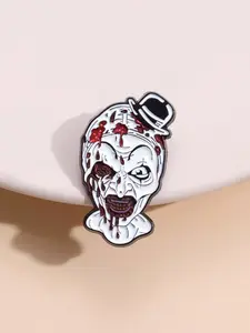 Gothic Horror Movie Zombie Clown Brooch, Halloween Zinc Alloy Enamel Material, Bloody Decorative Pin, Terror Film Theme Badge, Unisex Accessory Gift