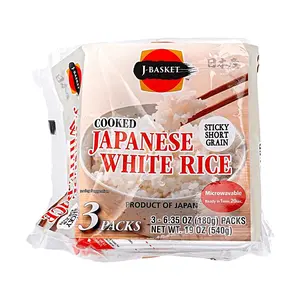J-BASKET Japanese Instant White Rice 3-Pack (540g) - Microwaveable Ready-to-Eat Meals, Quick Cook Rice for Convenience