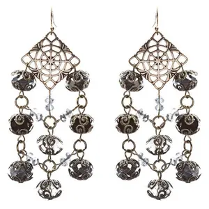 Bold Fashion Extraordinary Beaded Charms Design Dangle Earrings E853 Black