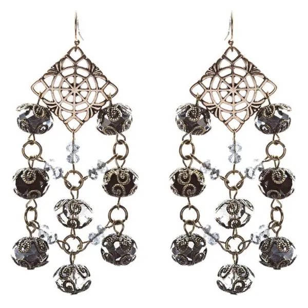 Bold Fashion Extraordinary Beaded Charms Design Dangle Earrings E853 Black