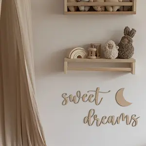 Nordic Style Wooden Wall Stickers, Sweet Dreams Room Decor, Photography Prop, Kids Bedroom Decoration, Home Accessories, Decorative Wall Sticker