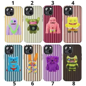 Striped Fuggler Funny Ugly Monster Phone Case, Preppy and Cute Quirky Plush Creature Aesthetic Compatible with iPhone X, 11, 12, 13, 14, 15, 16, 17