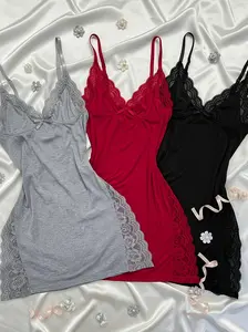 Women's Sexy Sling Gray+red+black Lingerie Ice Silk Plus Size Sleepdress Seductive Lingerie Wrap Split Night Dress Women Home Clothed Lightweight