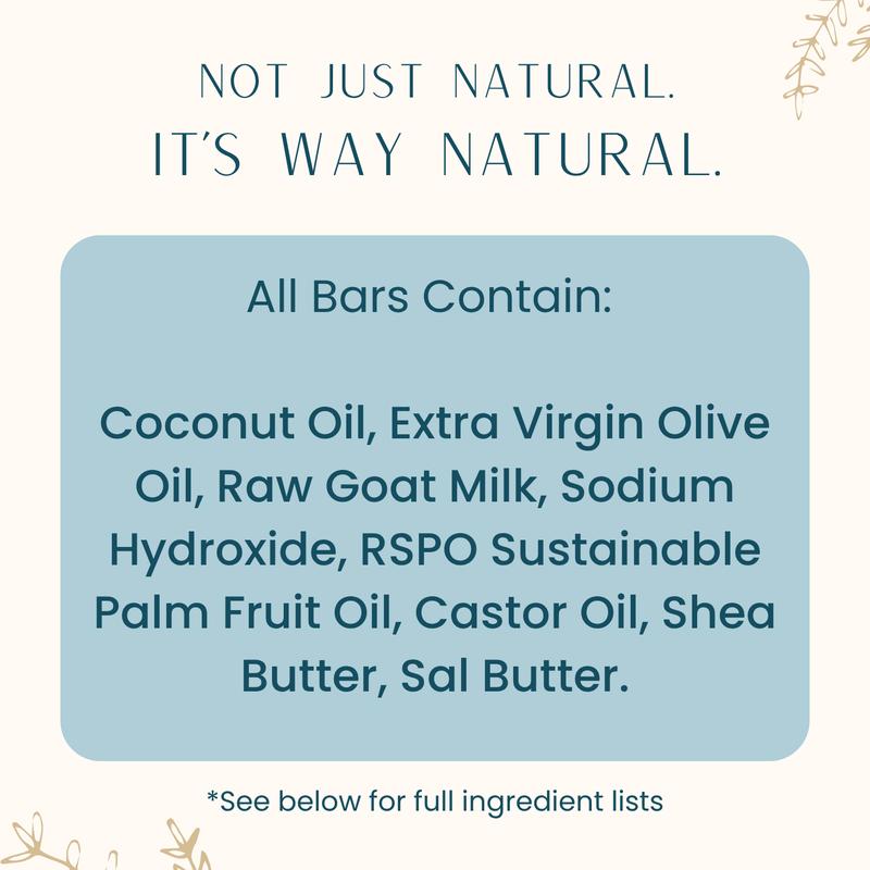 Cherry Almond Honey Oatmeal Lavender Goat Milk Soap | Way Natural | 3 Large 5 oz Bars | 100% REAL RAW GOAT MILK | Moisturizing Hand & Body Natural Soap | Nourishing and Long Lasting | Made is USA