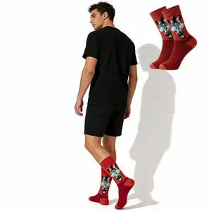 Men's Funny Animal & Beach Graphic Crew Socks 4-Pack Sets 4 Unique Designs One Size Fits US 7-12 Comfortable Versatile for Casual Wear & Beach Outings